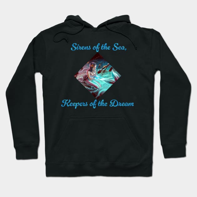 Sapphire Serenity: A Mermaid's Touch Painting (Diamond w/ Text) Hoodie by DJ45Artworks